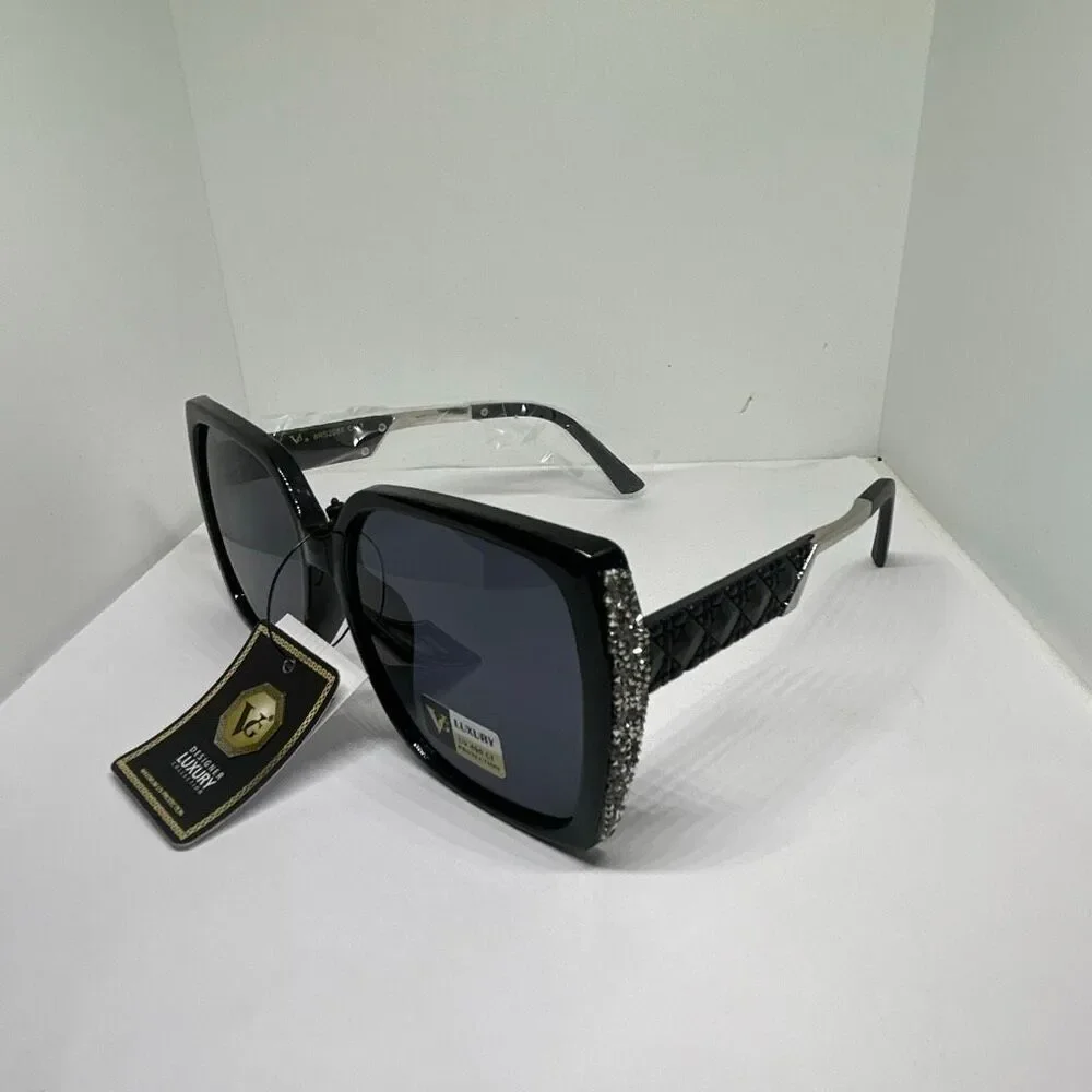 VG Bling Designer Luxury Oversized Square Sunglasses NWT UV400 Protection